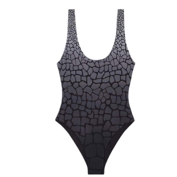 NWT Onia Rachel Reversible Black Ombre Croc Printed One-Piece Swimsuit - Sz S - Picture 4 of 9